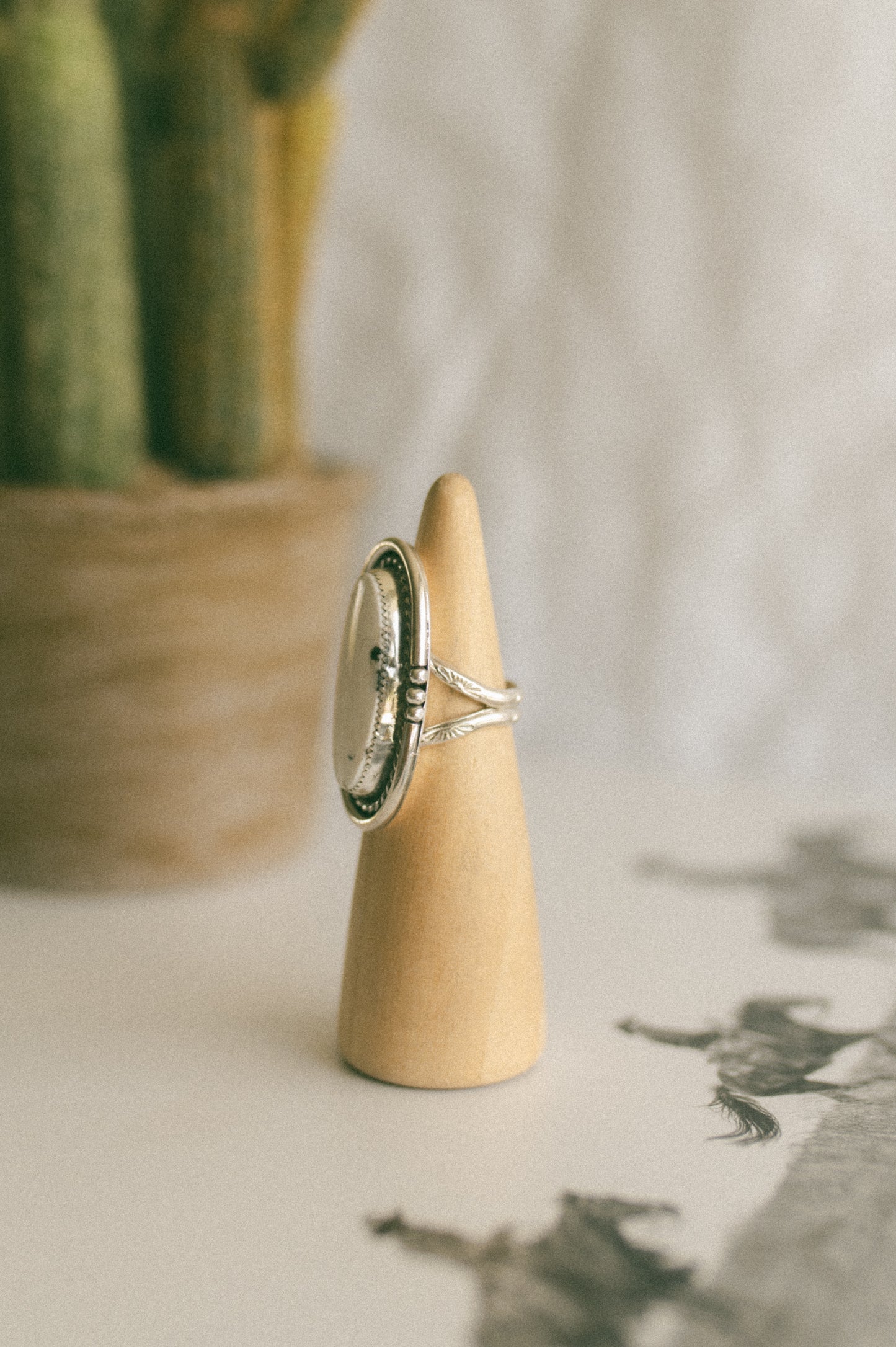 White Buffalo Turquoise Ring - Size 8
