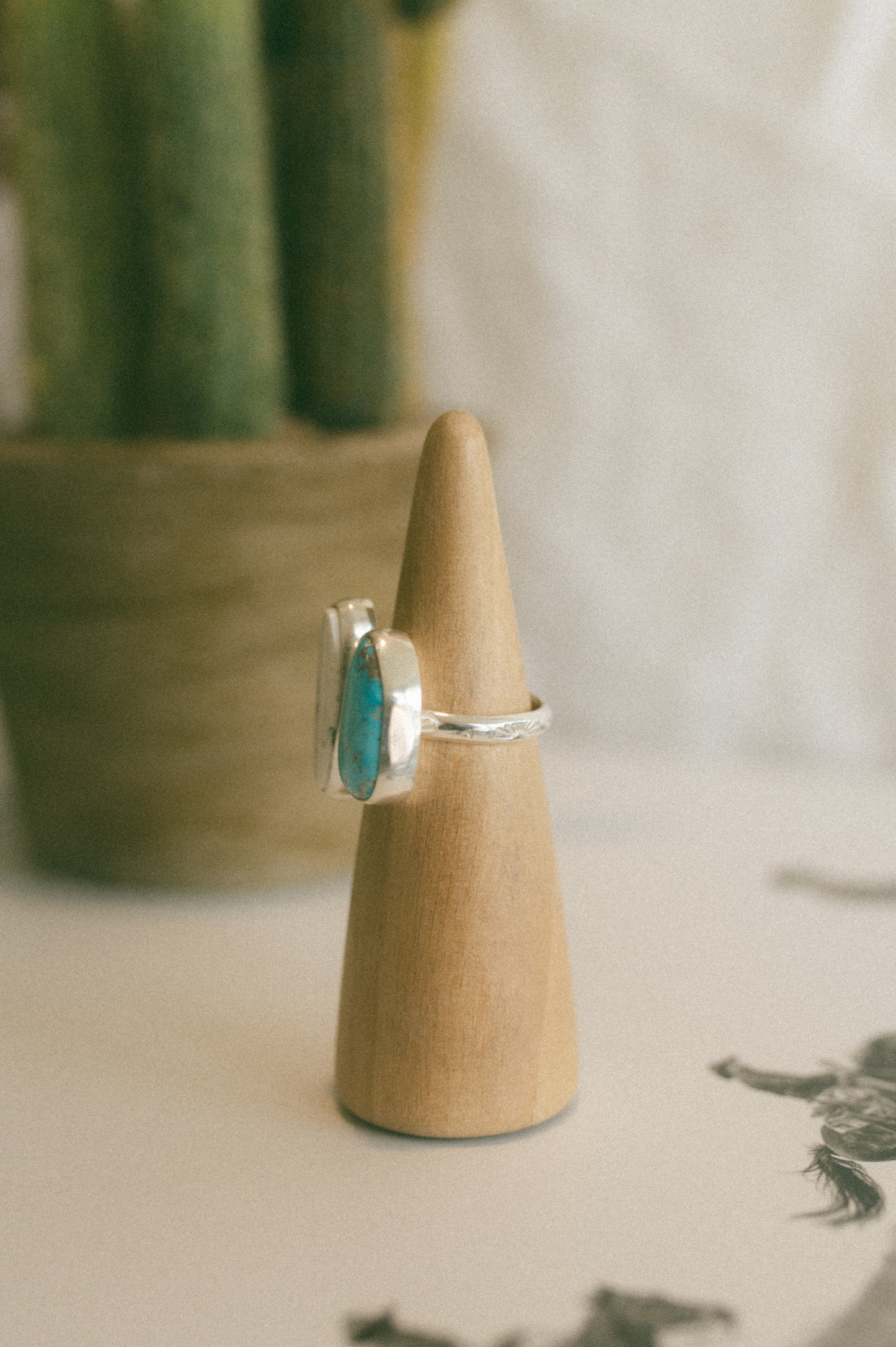 White Buffalo + Kingman Turquoise Ring - Size 9
