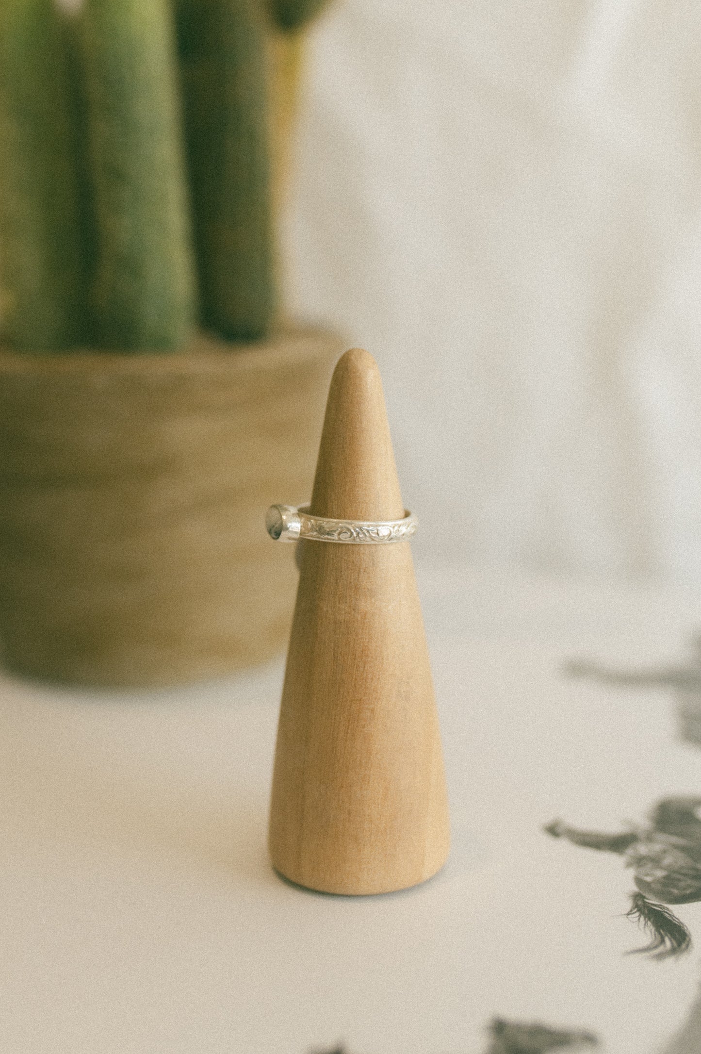 White Buffalo Turquoise Ring - Size 6.5