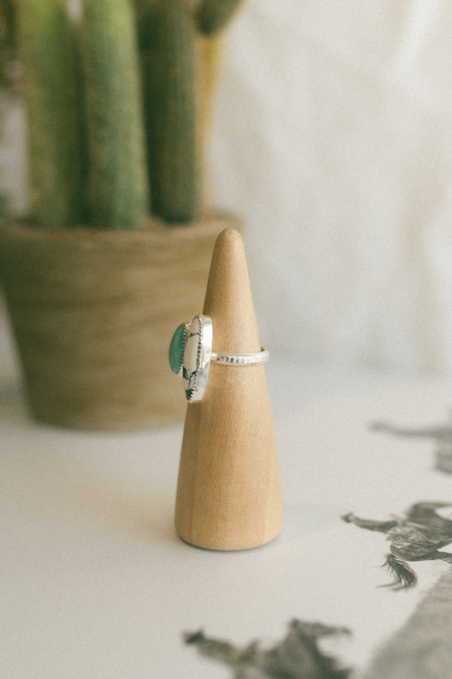 Kingman + White Buffalo Turquoise Ring - Size 9