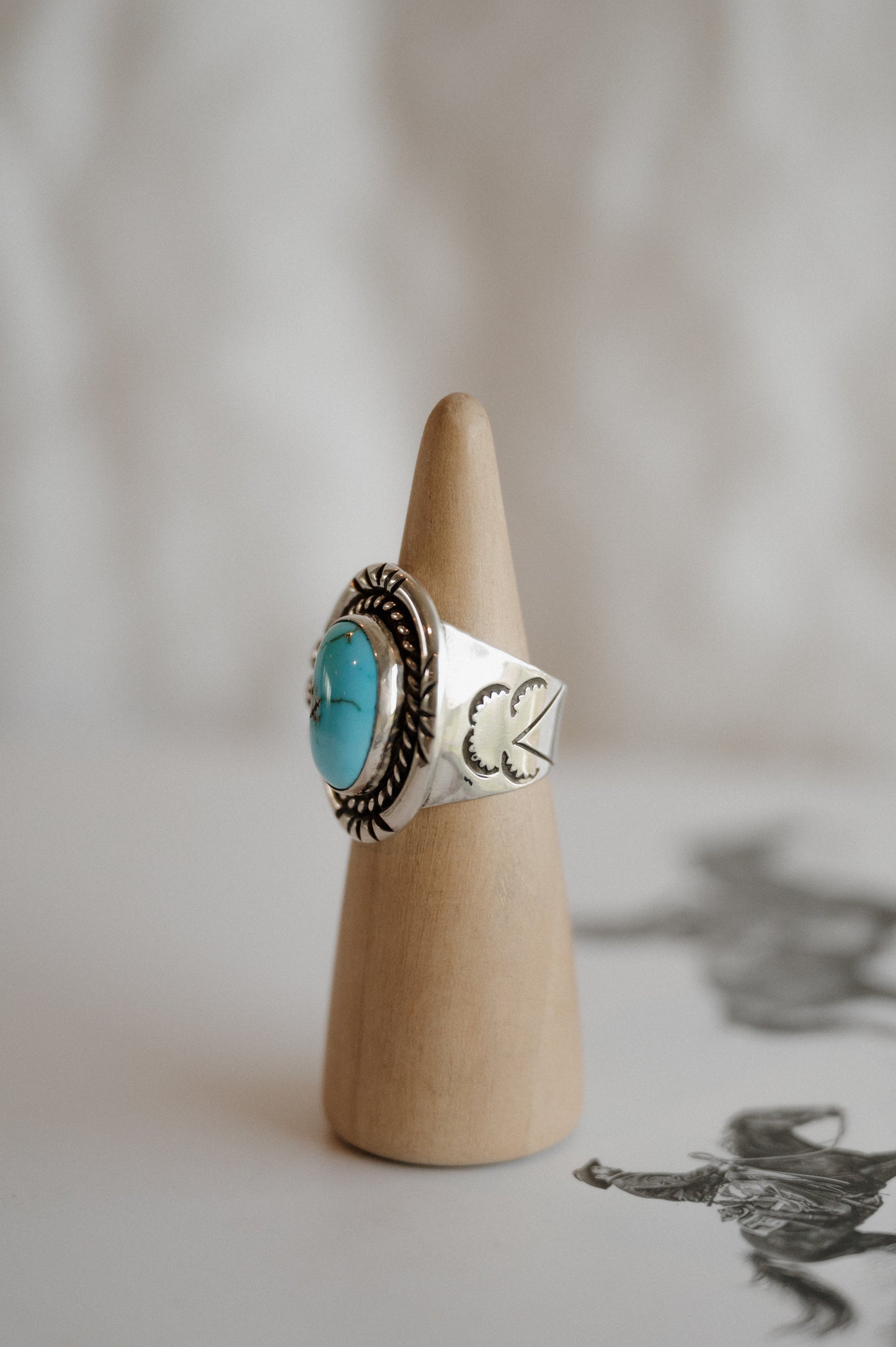 Authentic Native Made Kingman Turquoise Ring - Size 10