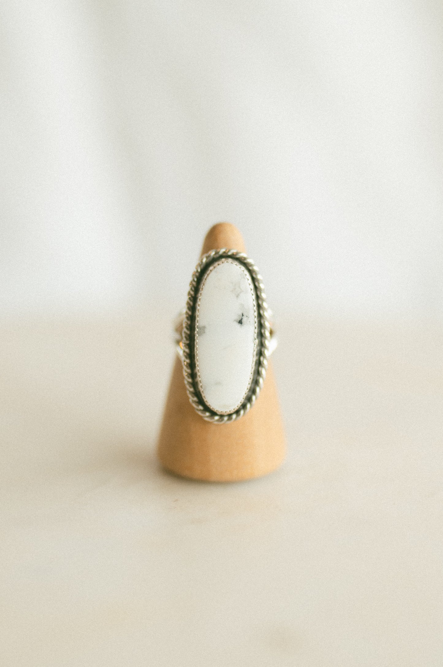 White Buffalo Turquoise Ring - Size 7.5