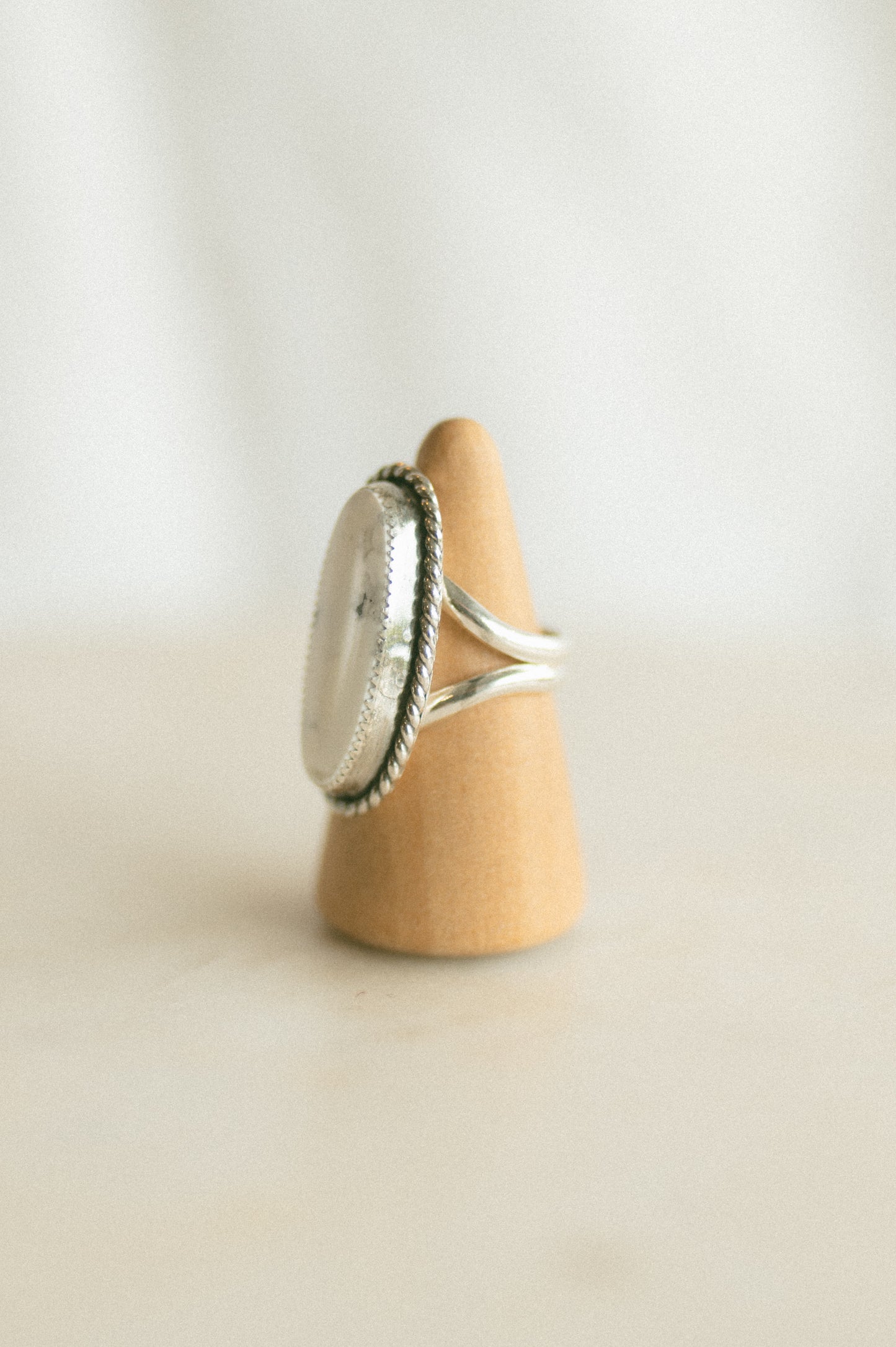 White Buffalo Turquoise Ring - Size 7.5