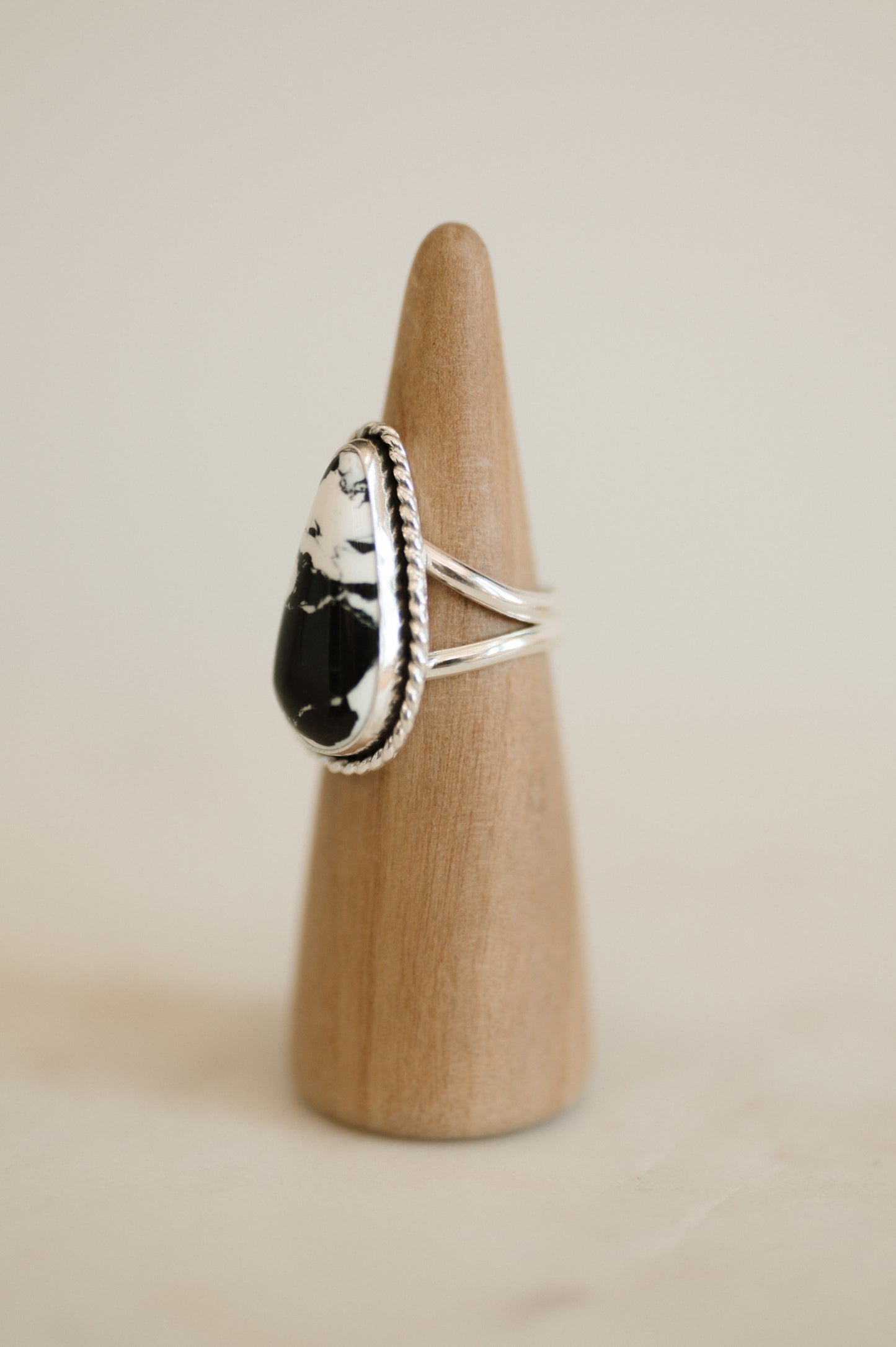 White Buffalo Turquoise Ring - Size 10