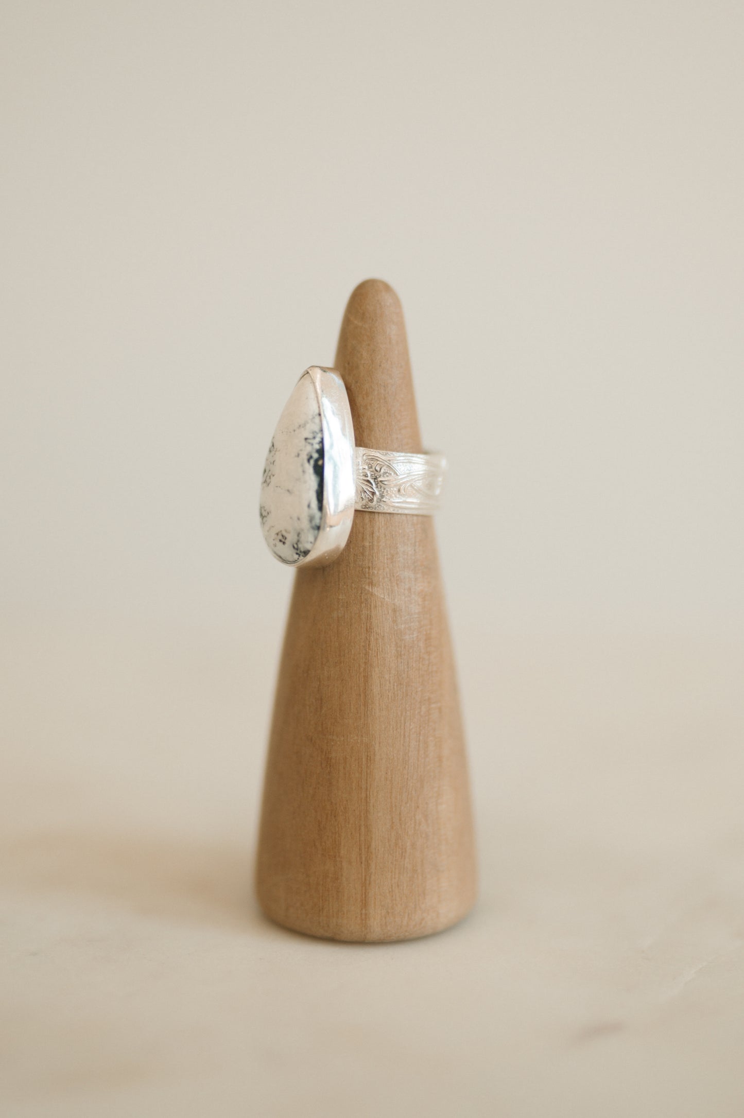 White Buffalo Turquoise Ring - Size 5