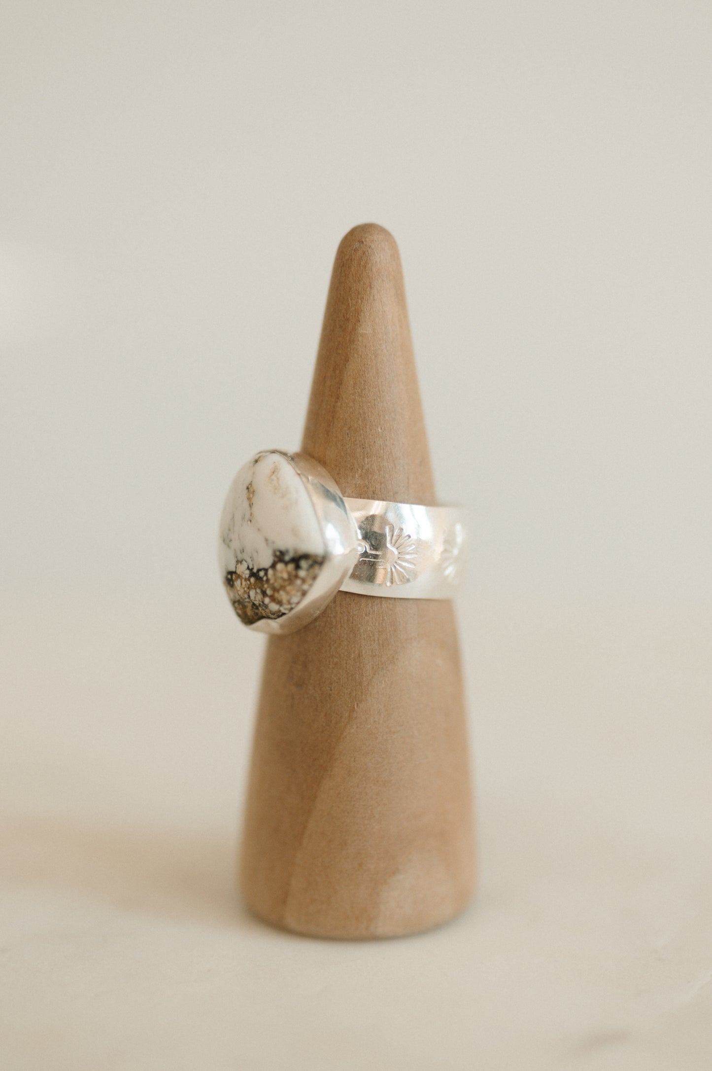 White Buffalo Turquoise Ring - Size 11