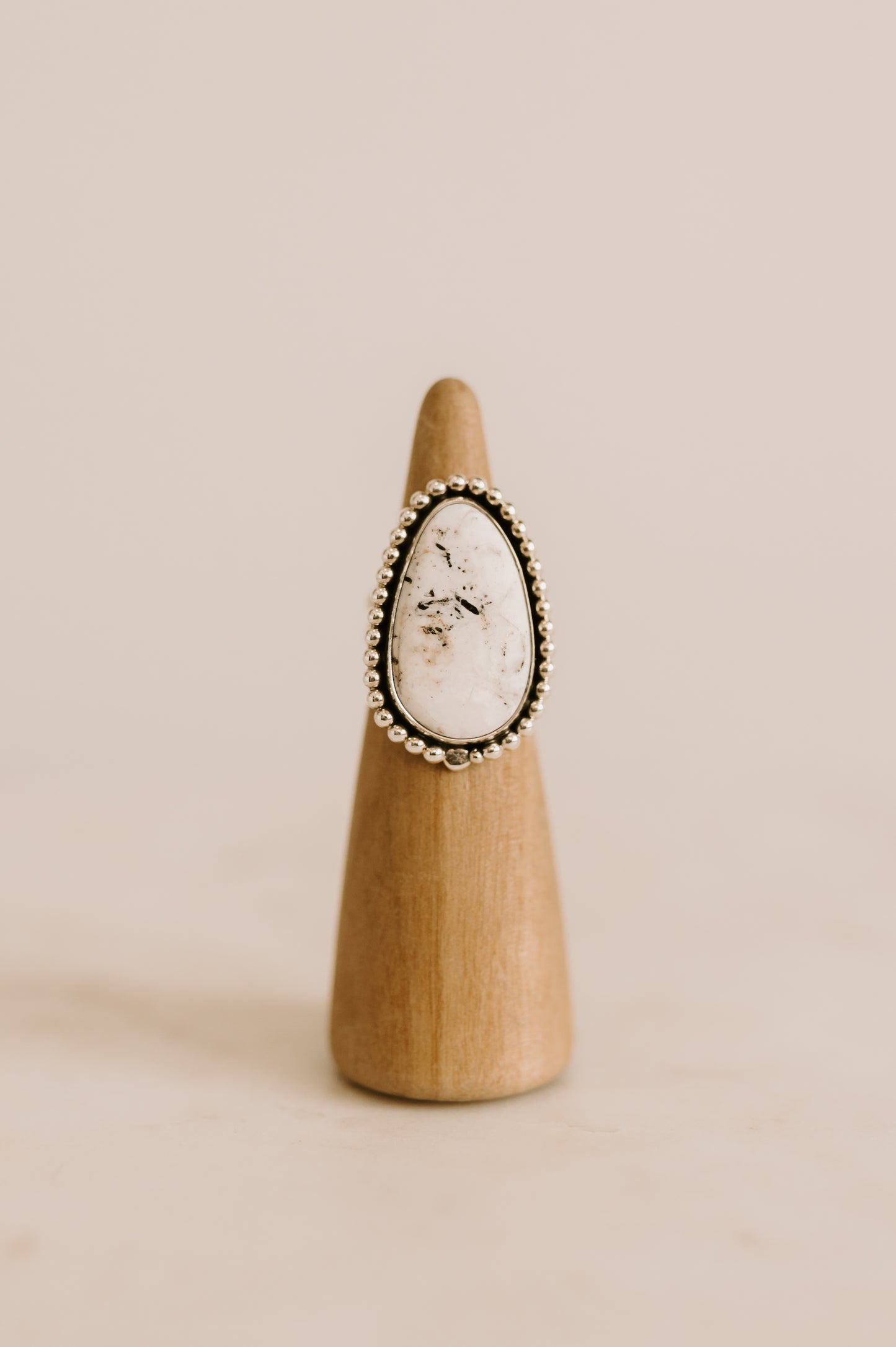White Buffalo Turquoise Ring - Size 6.5