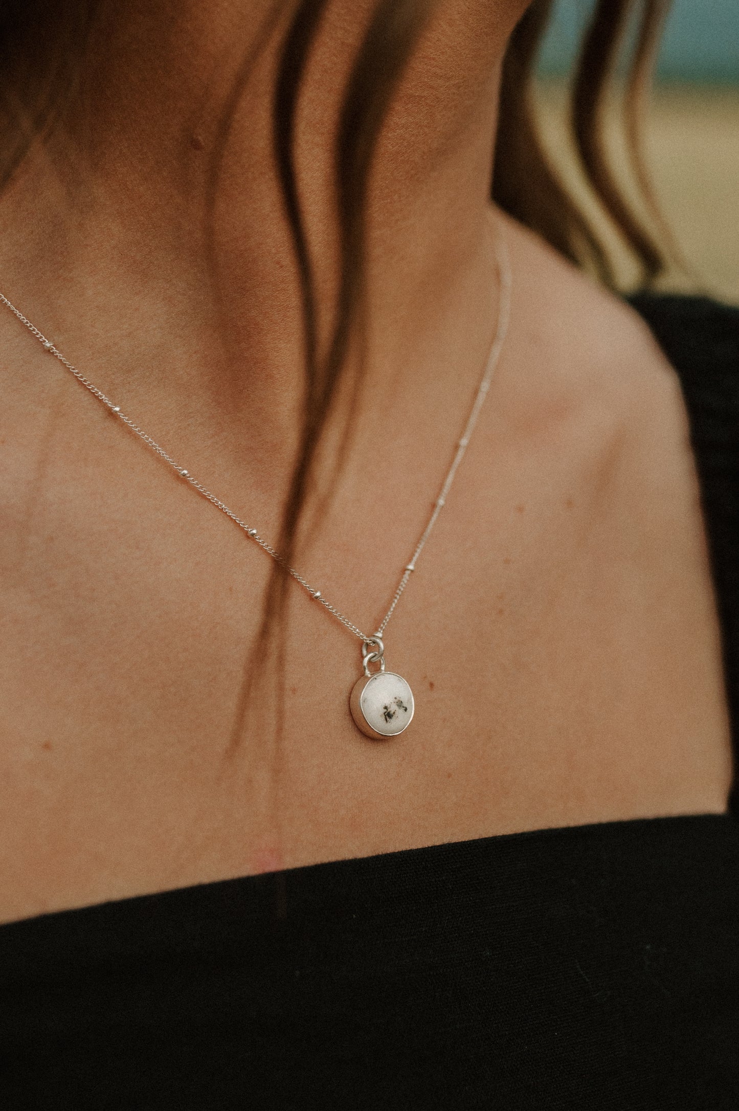 White Buffalo Turquoise Pendant Necklace