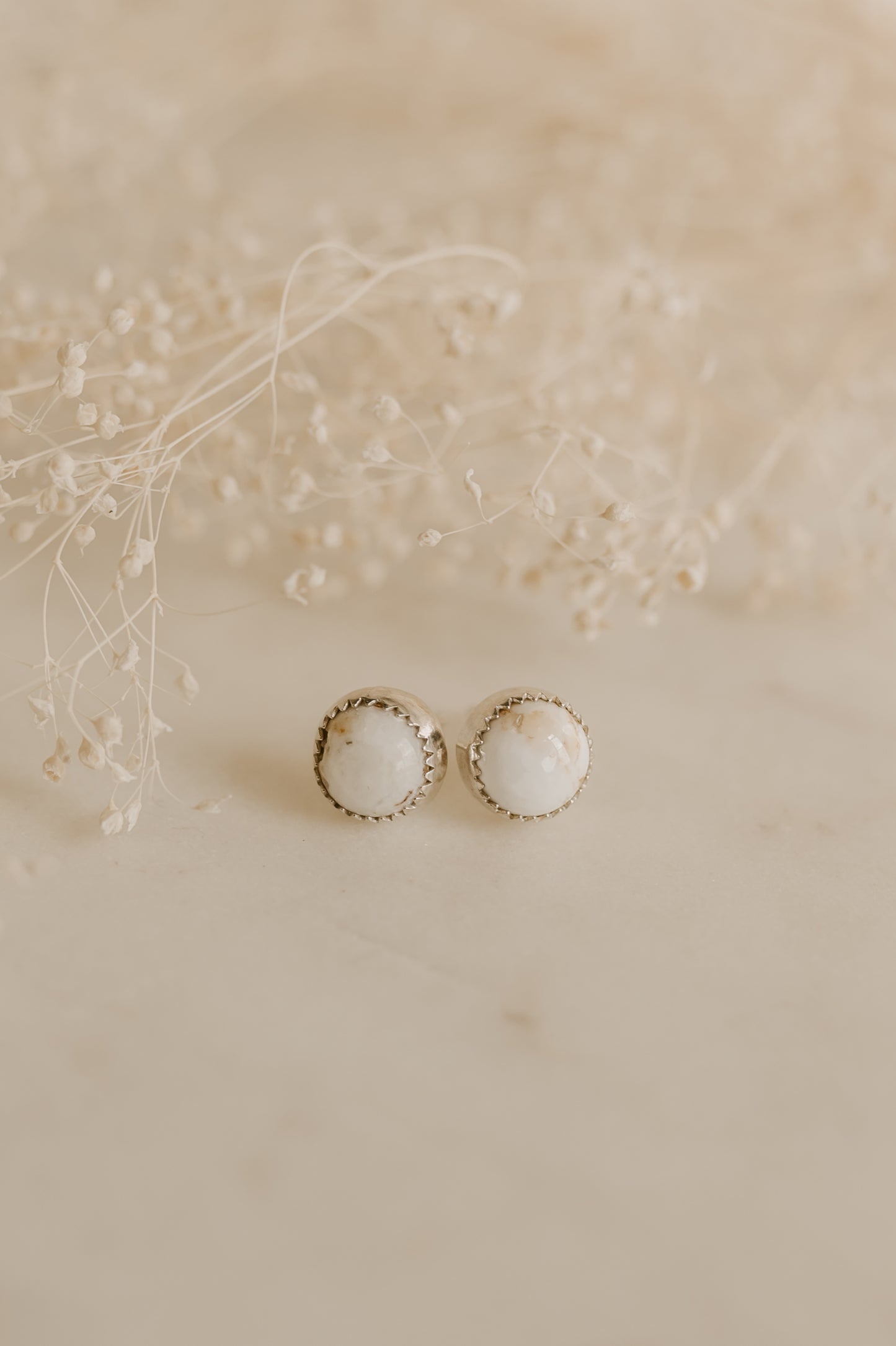 White Buffalo Turquoise Stud Earrings