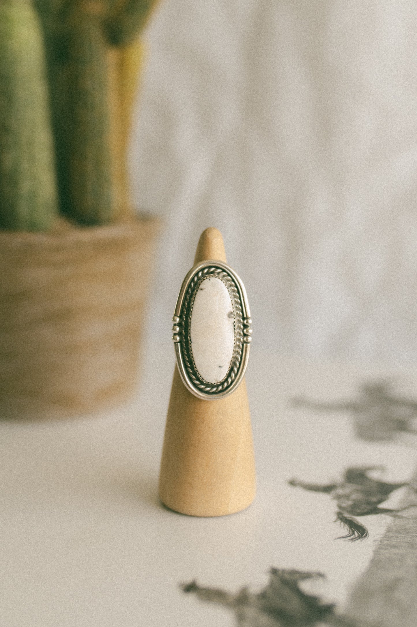 White Buffalo Turquoise Ring - Size 8