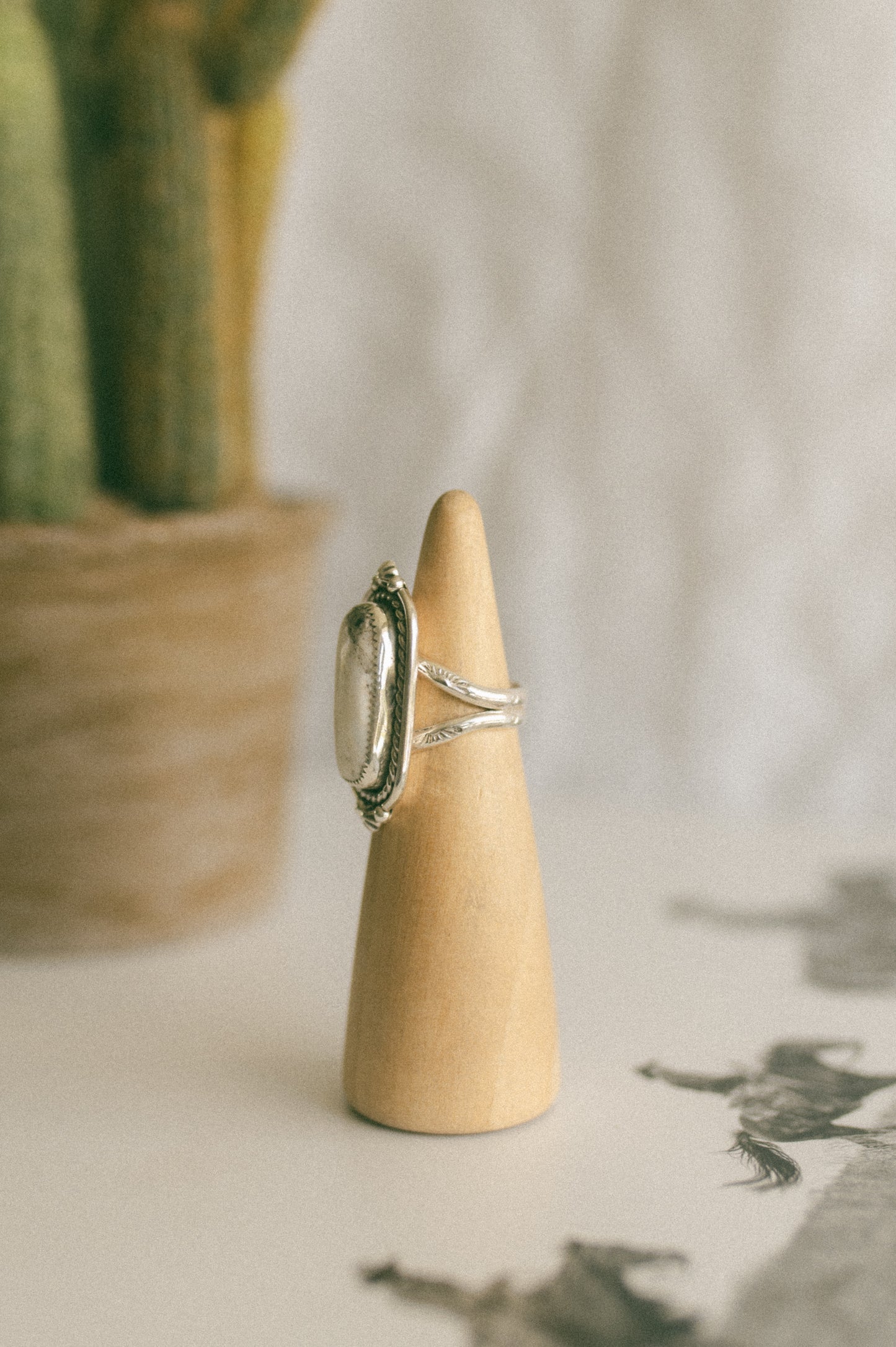 White Buffalo Turquoise Ring - Size 7