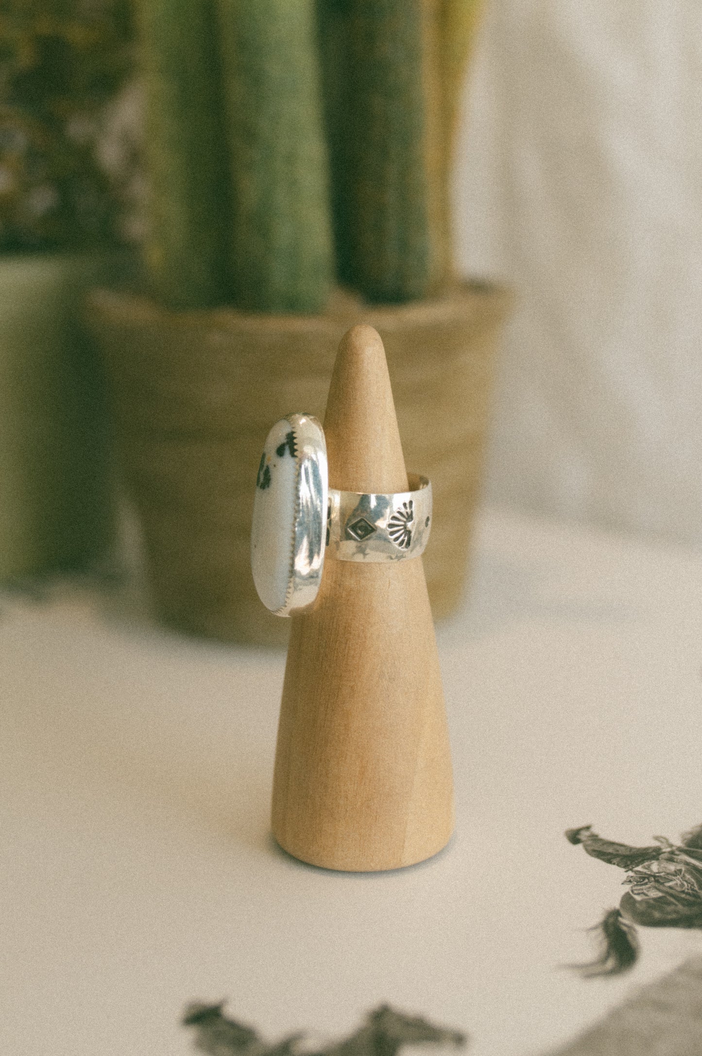 Polka Dot Agate Ring - Size 7