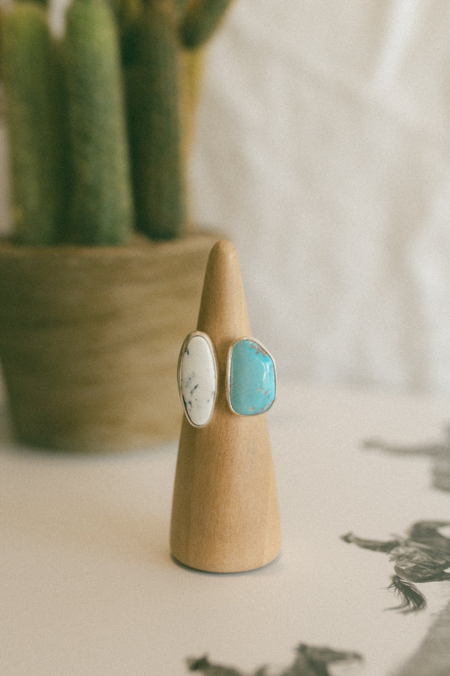 White Buffalo + Kingman Turquoise Ring - Size 9