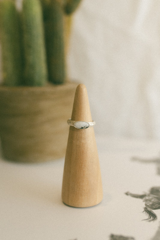 White Buffalo Turquoise Ring - Size 6.5