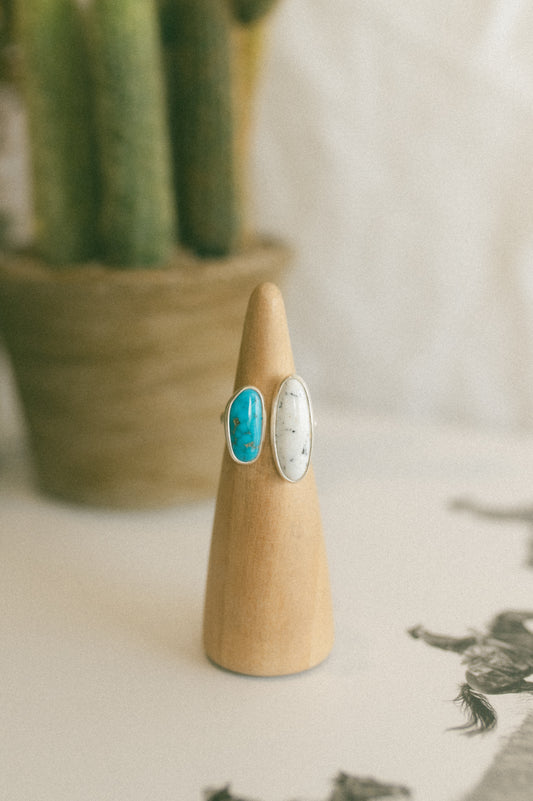 Kingman + White Buffalo Turquoise Ring - Size 7