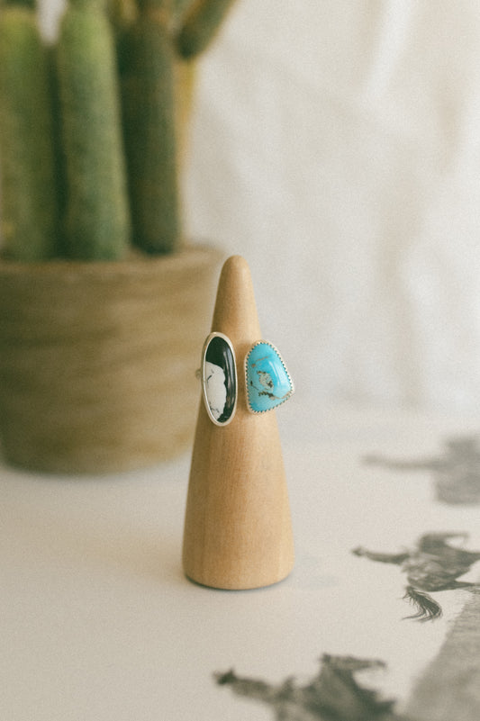 Kingman + White Buffalo Turquoise Ring - Size 7