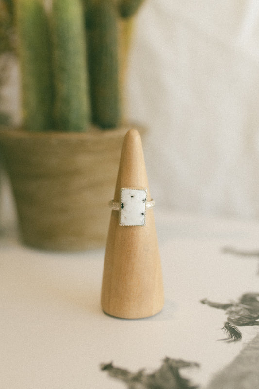 White Buffalo Turquoise Ring - Size 8