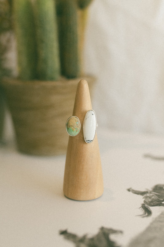 Palomino + White Buffalo Turquoise Ring - Size 8