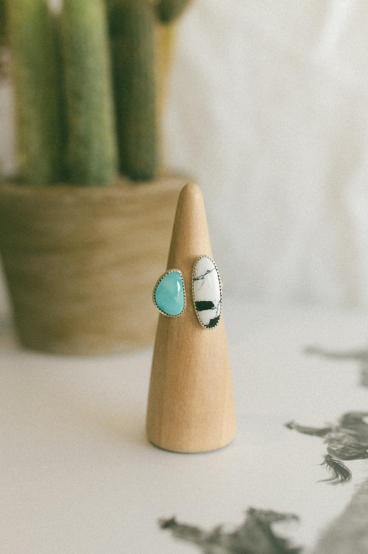 Kingman + White Buffalo Turquoise Ring - Size 9