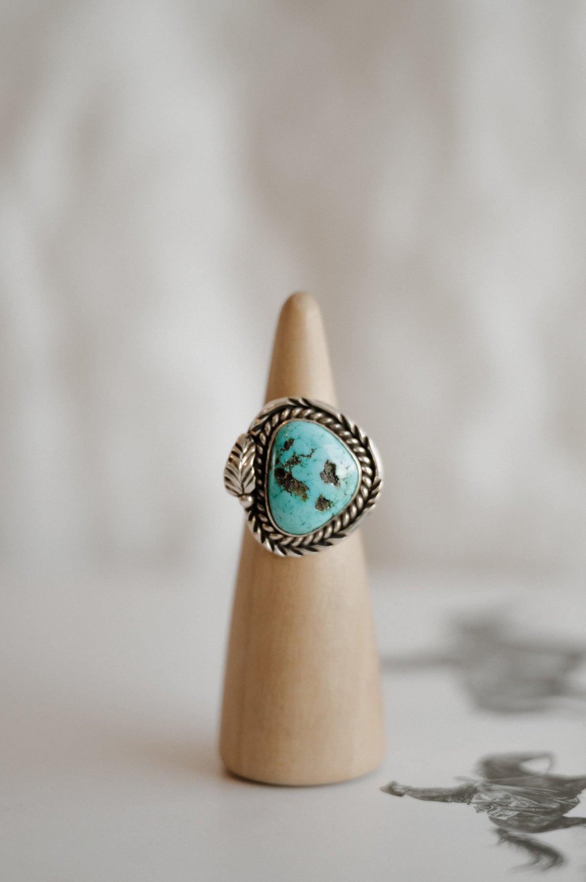 Authentic Native Made Kingman Turquoise Ring - Size 7