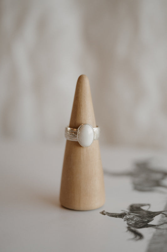 White Buffalo Turquoise Ring - Size 10