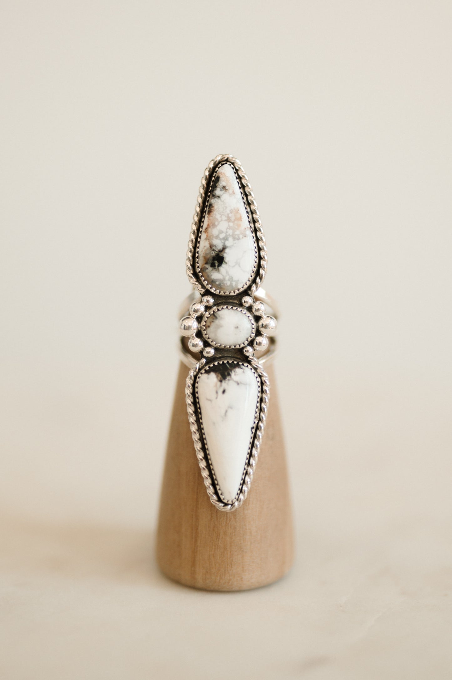 White Buffalo Turquoise Ring - Size 9.5