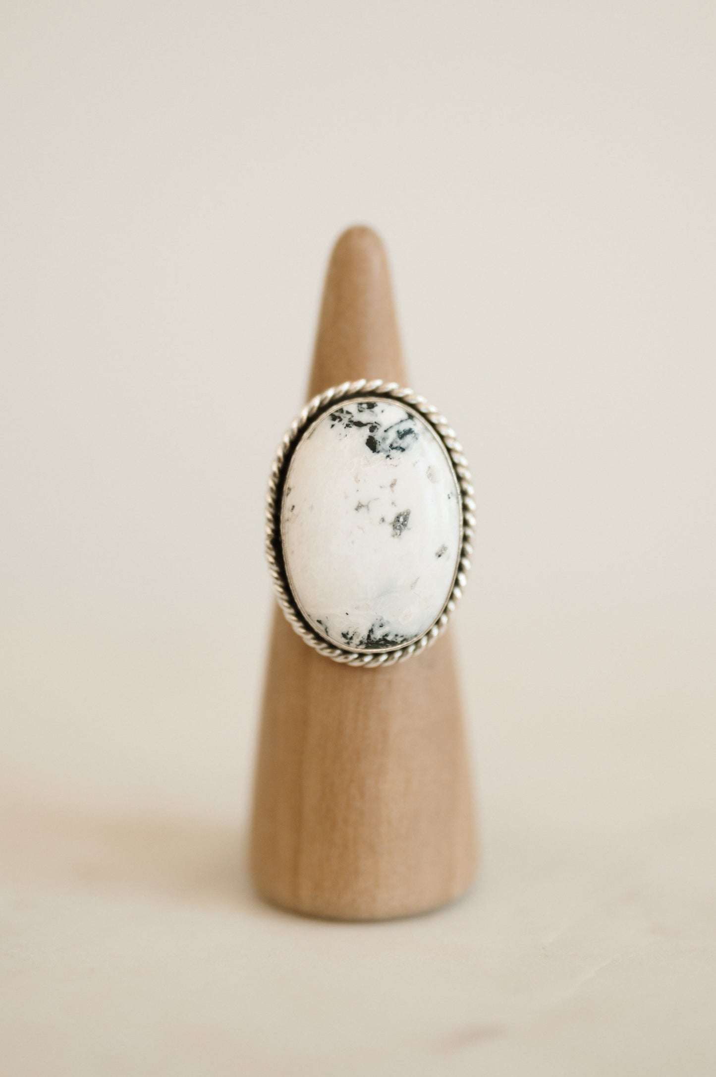 White Buffalo Turquoise Ring - Size 9