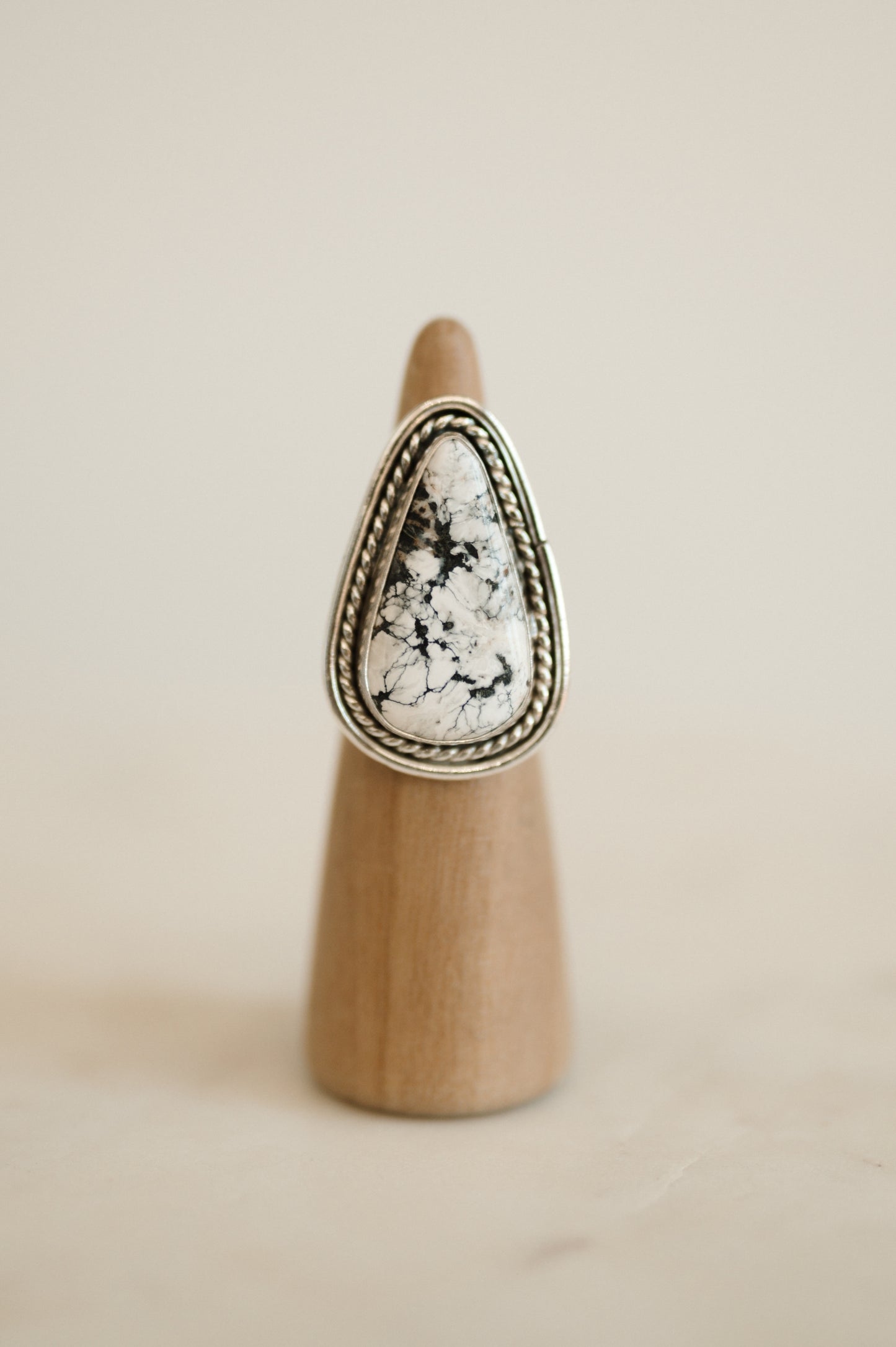 White Buffalo Turquoise Ring - Size 7.5