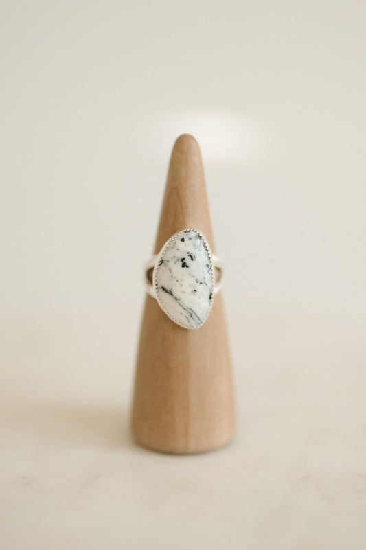 White Buffalo Turquoise Ring - Size 10