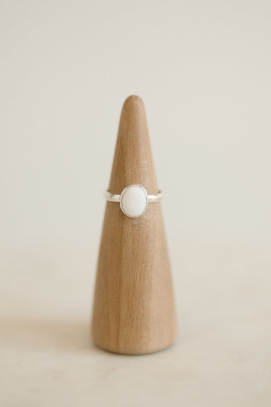 White Buffalo Turquoise Ring - Size 7