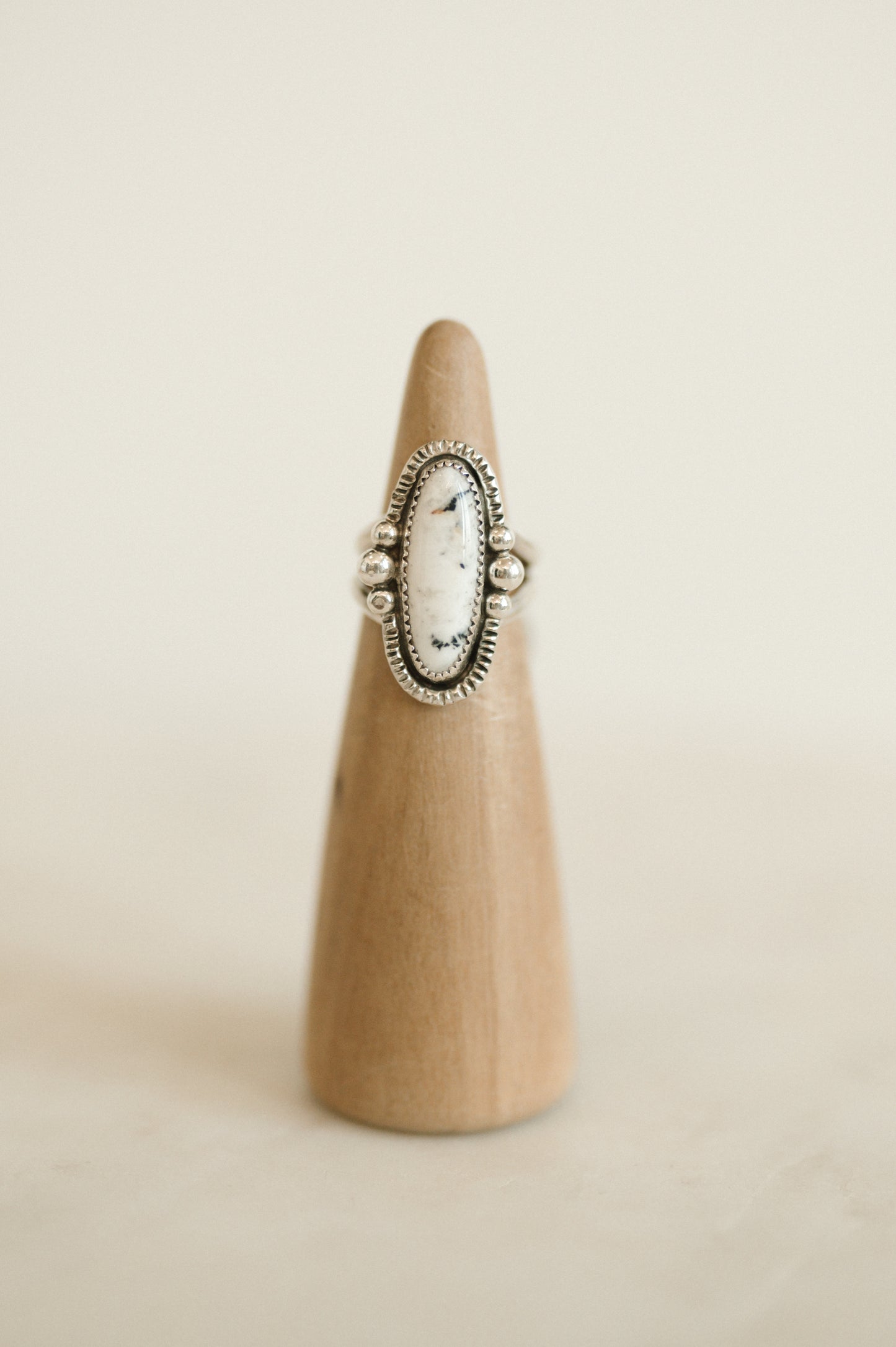 White Buffalo Turquoise Ring - Size 5.5