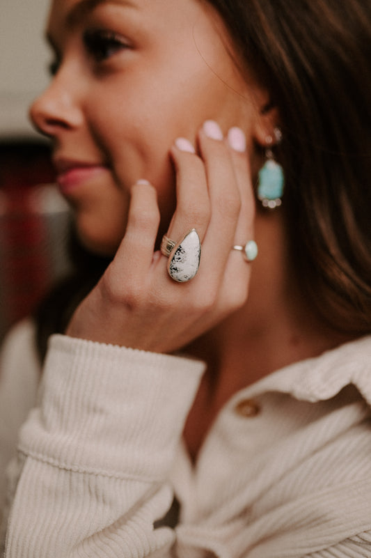 White Buffalo Turquoise Ring - Size 5