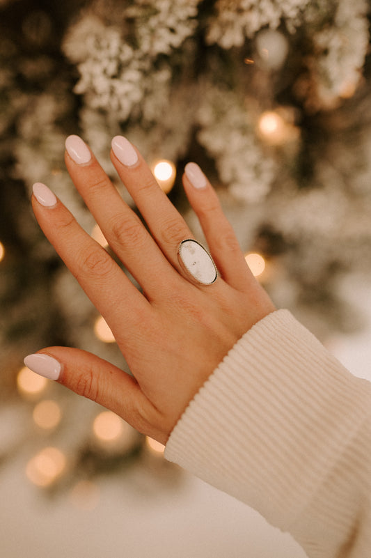 White Buffalo Turquoise Ring - MADE TO ORDER