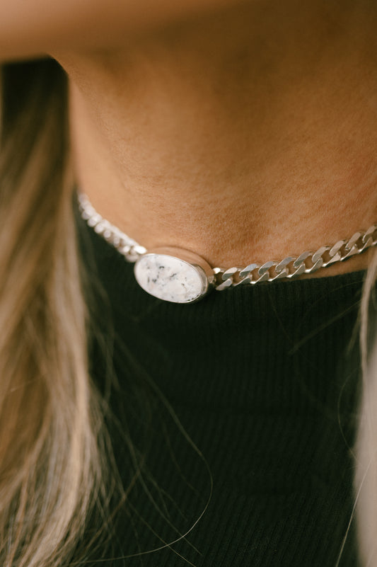 White Buffalo Turquoise Choker Necklace