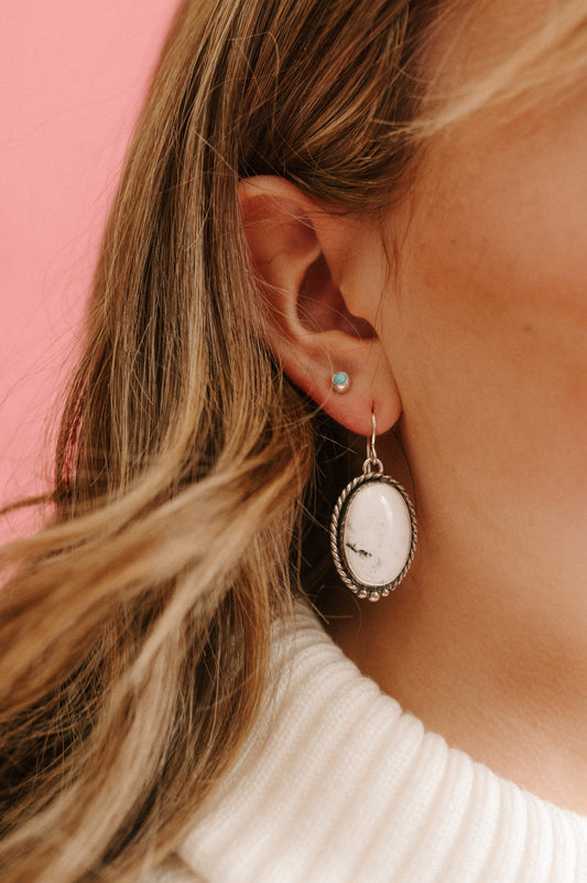 White Buffalo Turquoise Earrings