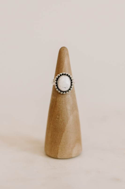 White Buffalo Turquoise Ring - Size 5