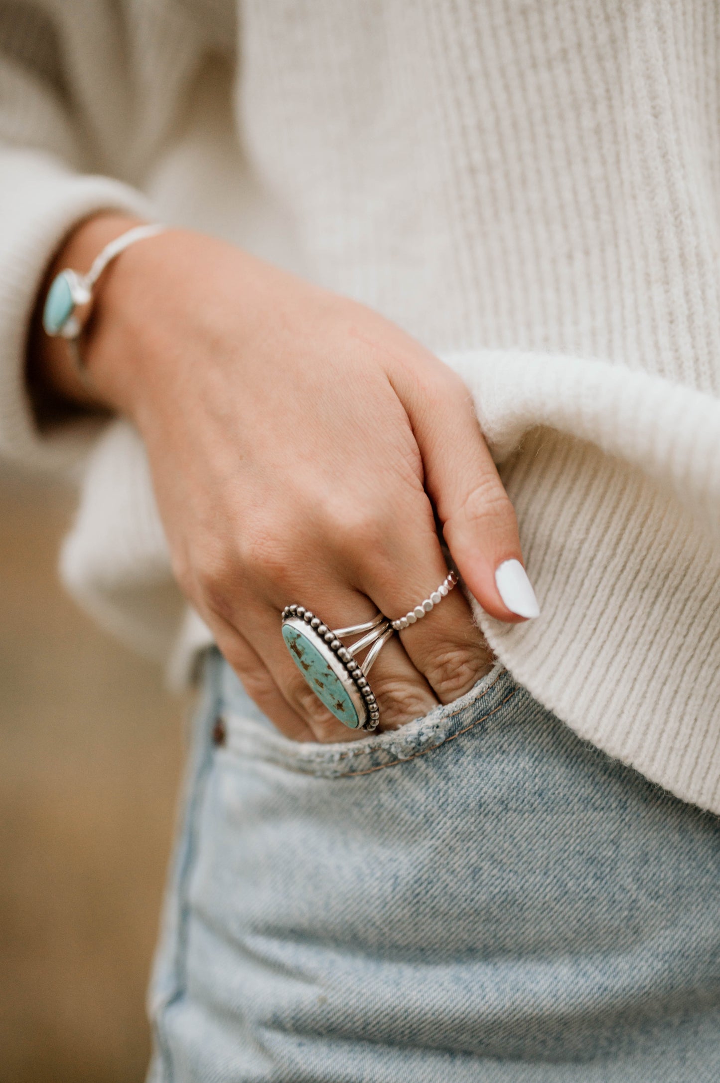 Flat Beaded Stacking Ring