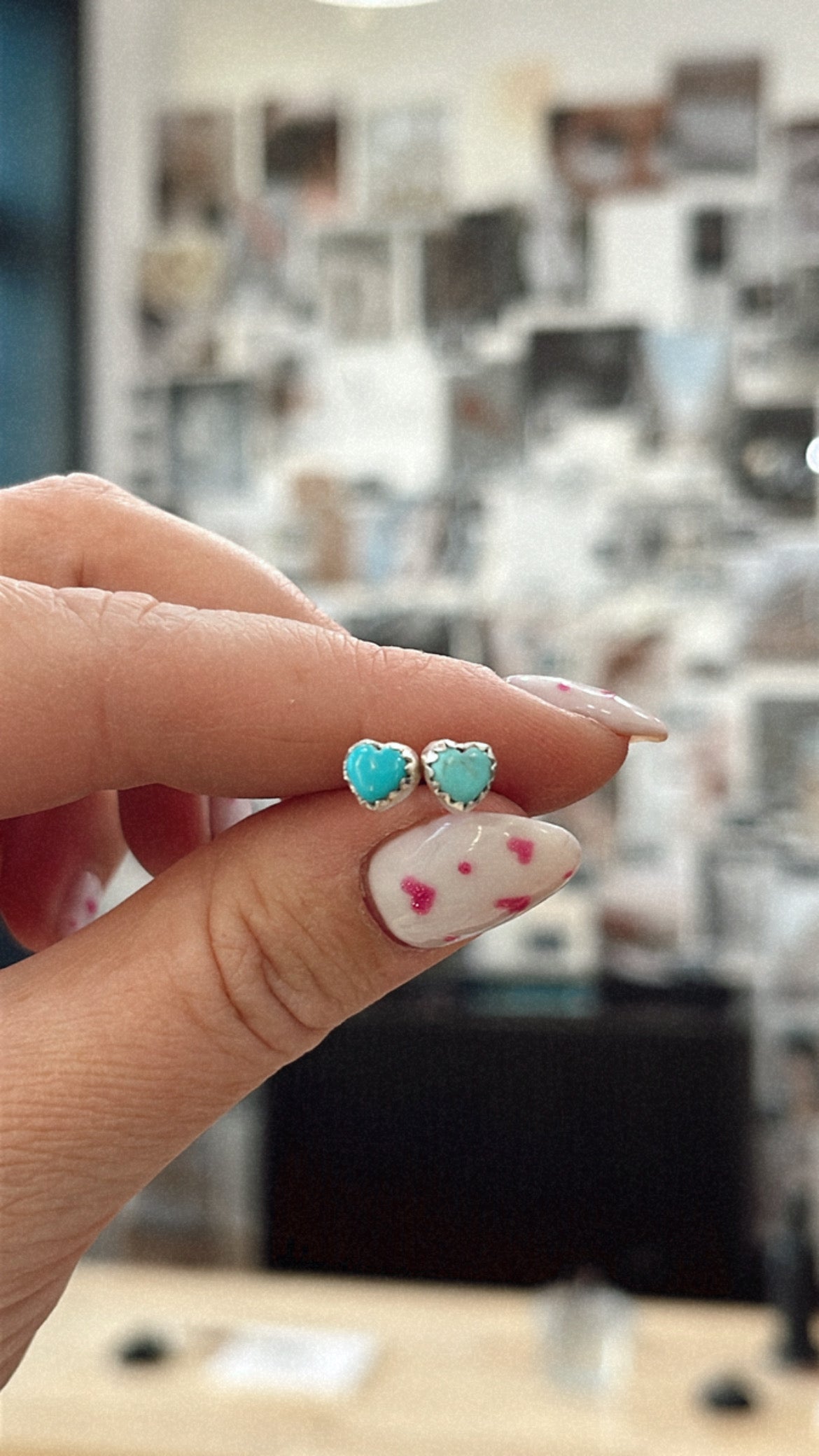 Campitos Turquoise Mini Heart Stud Earrings