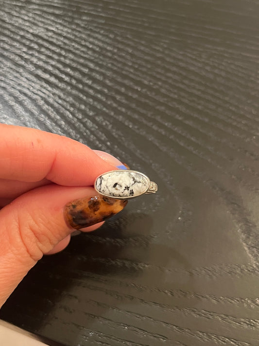 White Buffalo Turquoise Ring - Size 7