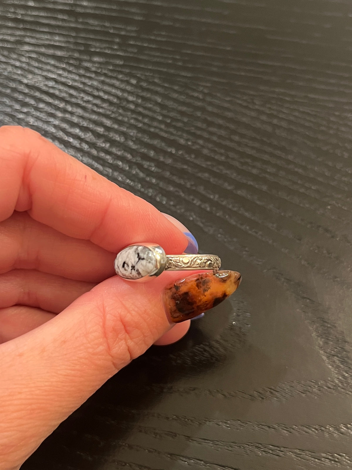White Buffalo Turquoise Ring - Size 7